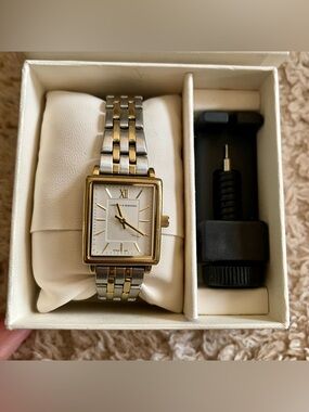 LARSSON & JENNINGS
THE JILLY BOX Two-Tone Square Face Watch with White Dial